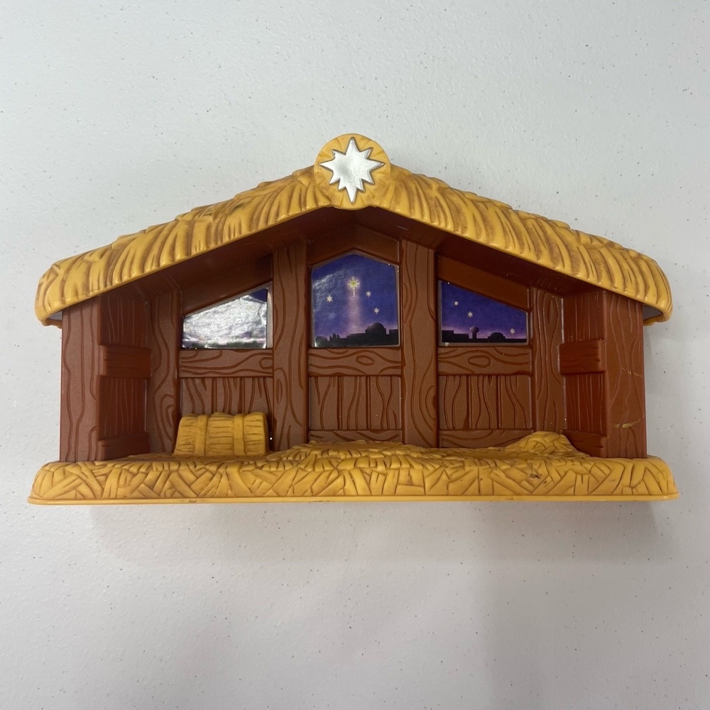 Mattel‎ 2002 Nativity Manger Little People Brown Yellow Plastic Toy vintage
